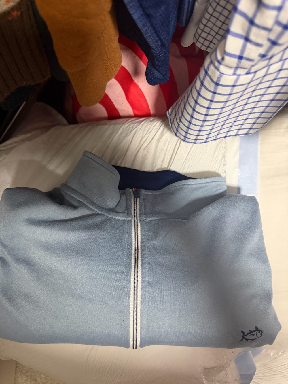 Southern Tide Light Blue Men's Zip-Up Fleece Pullover